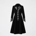 Black Velvet Victorian Coat | Genuine Leather Trim, Medieval Fantasy Jacket