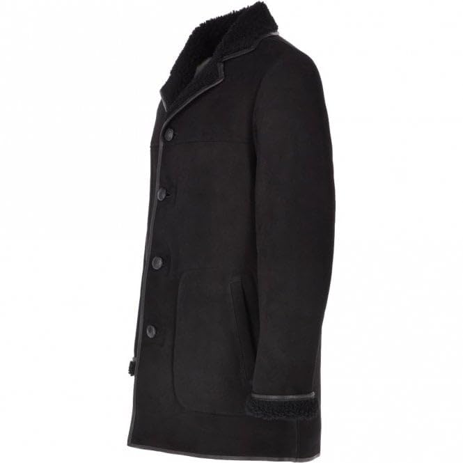 Mens Classic Sheepskin Coat Whisky/black