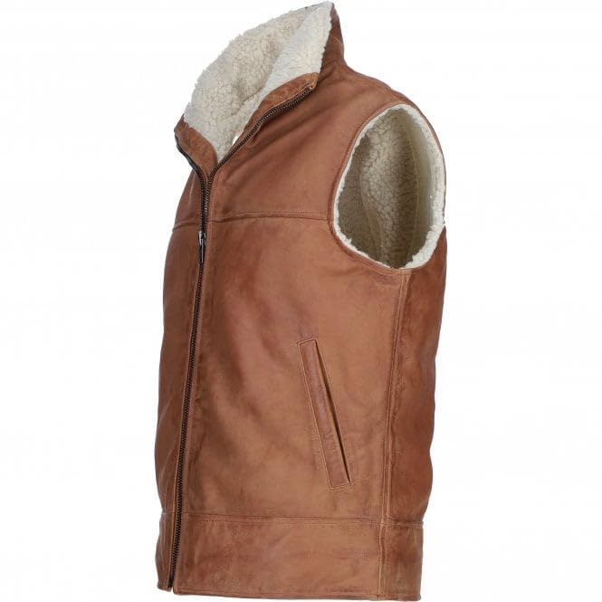Men's Leather Waistcoat Brown: ALPHA