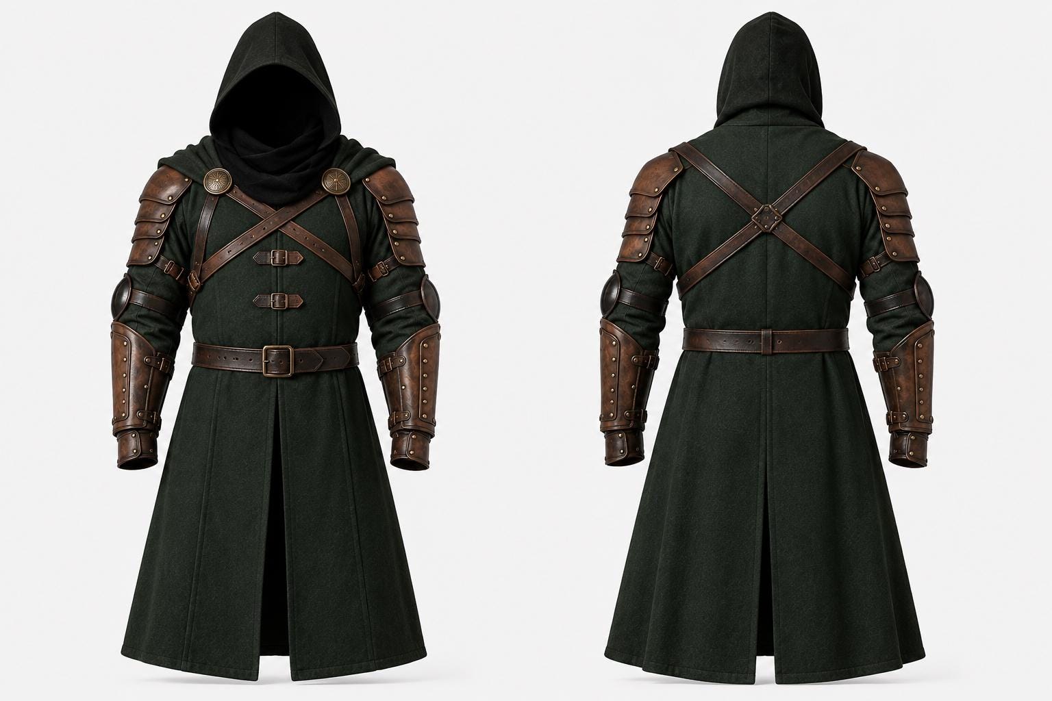 Doctor Doom Inspired Wool Cloak with Leather Armor Cosplay Costume Renaissance Outfit