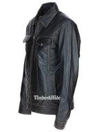 Men's tan leather bomber Jacket