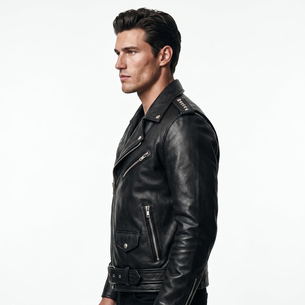 Timber Hide Motorhead Leather Motorcyle Jacket - Heavy Metal Rock Style Concert Outfit