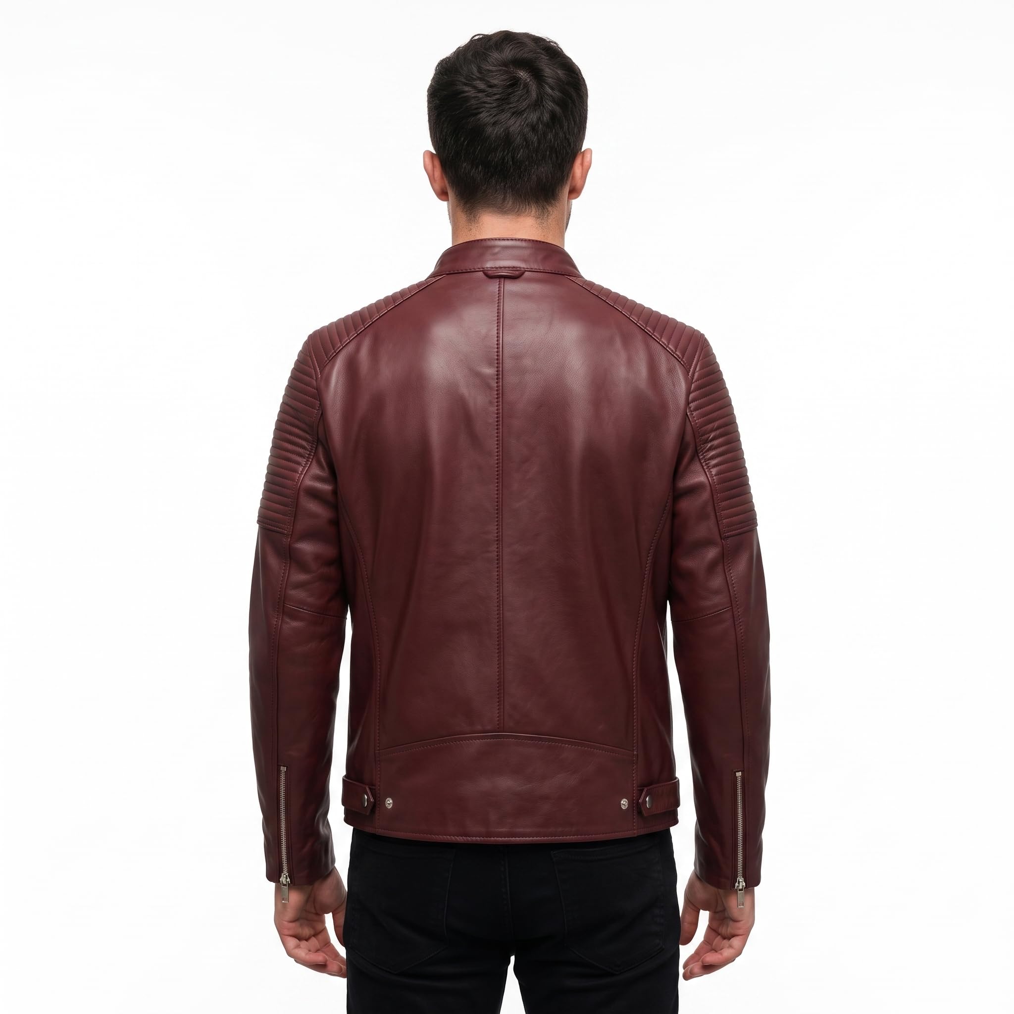 Timber&Hide Classic men’s leather biker jacket | slim fit | minimalist moto rider Jacket