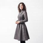 Grey Leather Military Coat, Double Breasted Gothic Victorian Jacket