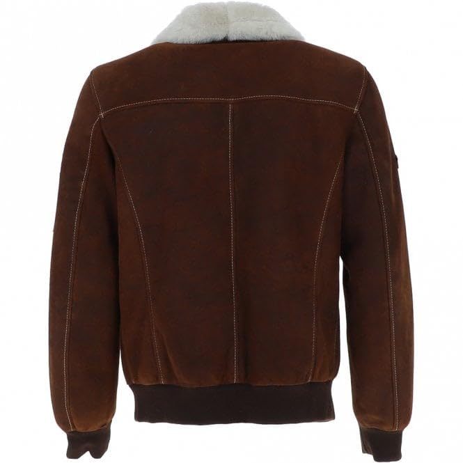Premium Leather Aviator Jacket with Detachable Collar Black/Cream