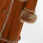 Timber&Hide Women’s Sheepskin Long Suede Trench Coat | long trench coat for women | shearling trenchcoat | trench coat women