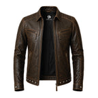 Men's Embossed Leather Motorcycle Jacket, Skull Biker Moto Coat, Gothic Punk Streetwear Gear