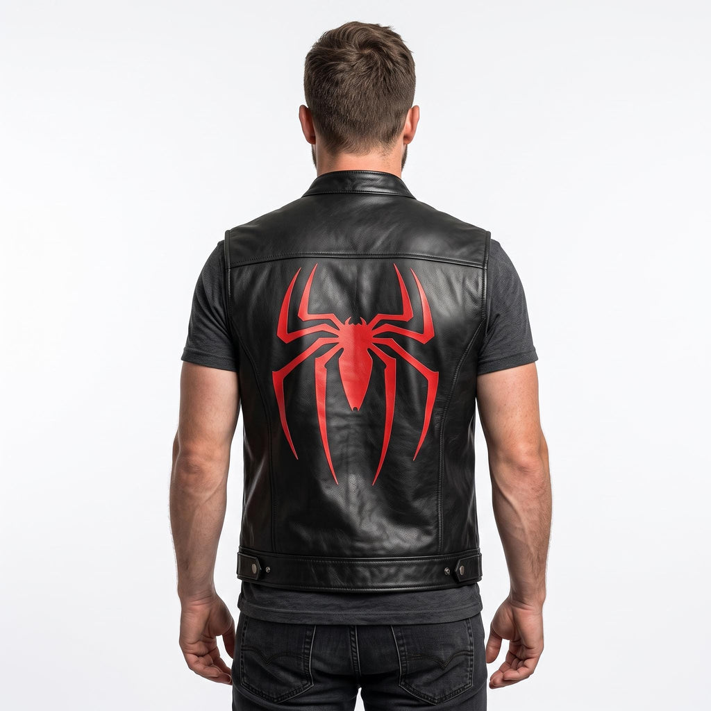 Spider-Man Inspired Vest Cosplay Costume Jacket – Red Black Leather-Style Superhero Comic Con Outfit