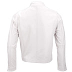Ivory Vegetable Tanned Biker Jacket White