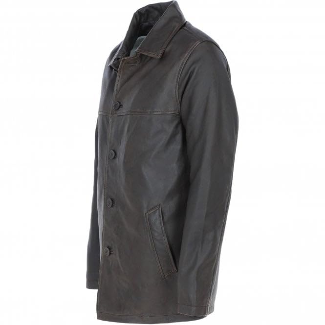 Classic Men's Dark Brown Leather Jacket: AWM-VOYAGER