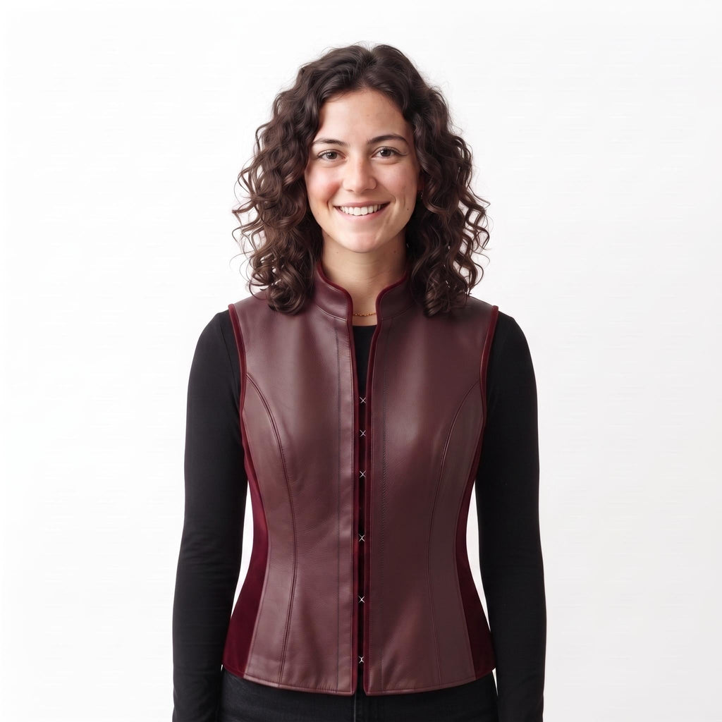 Burgundy Leather Vest | Genuine Tailored Waistcoat, Dark Academia Style