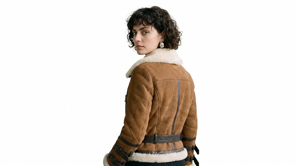 Timber&Hide Fitted Sheepskin Aviator Flying Jacket Tan