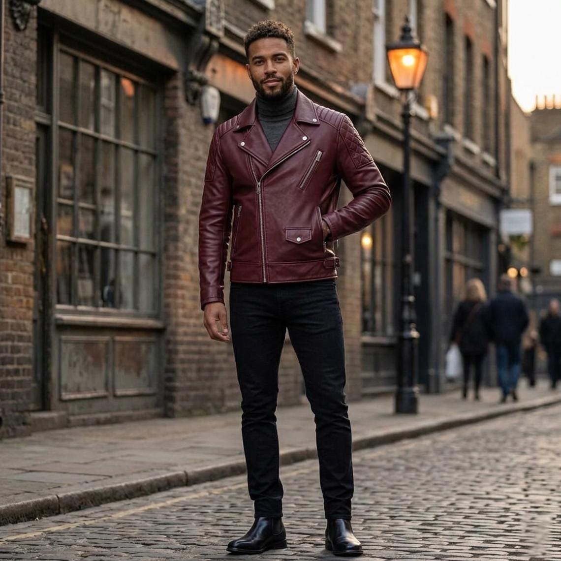 Ghost Rider Inspired Crimson Red Leather Biker Jacket | Flaming Skull Graphic, Ride or Die