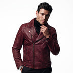 Timber&Hide motorcycle jacket with skull back | brown leather biker jacket | vintage moto style