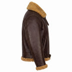 Men's Brown B3 Shearling Aviator Jacket | Genuine Sheepskin Leather Bomber Coat