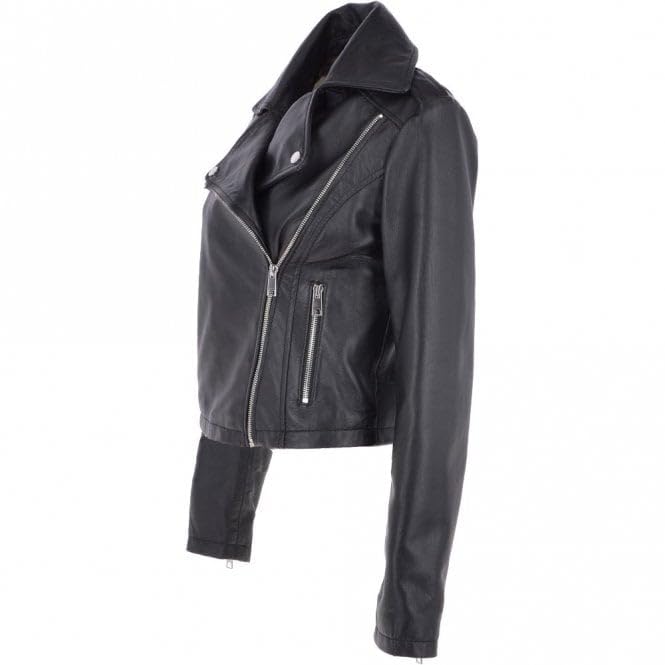Women's Burgundy Leather Biker Jacket: Stella
