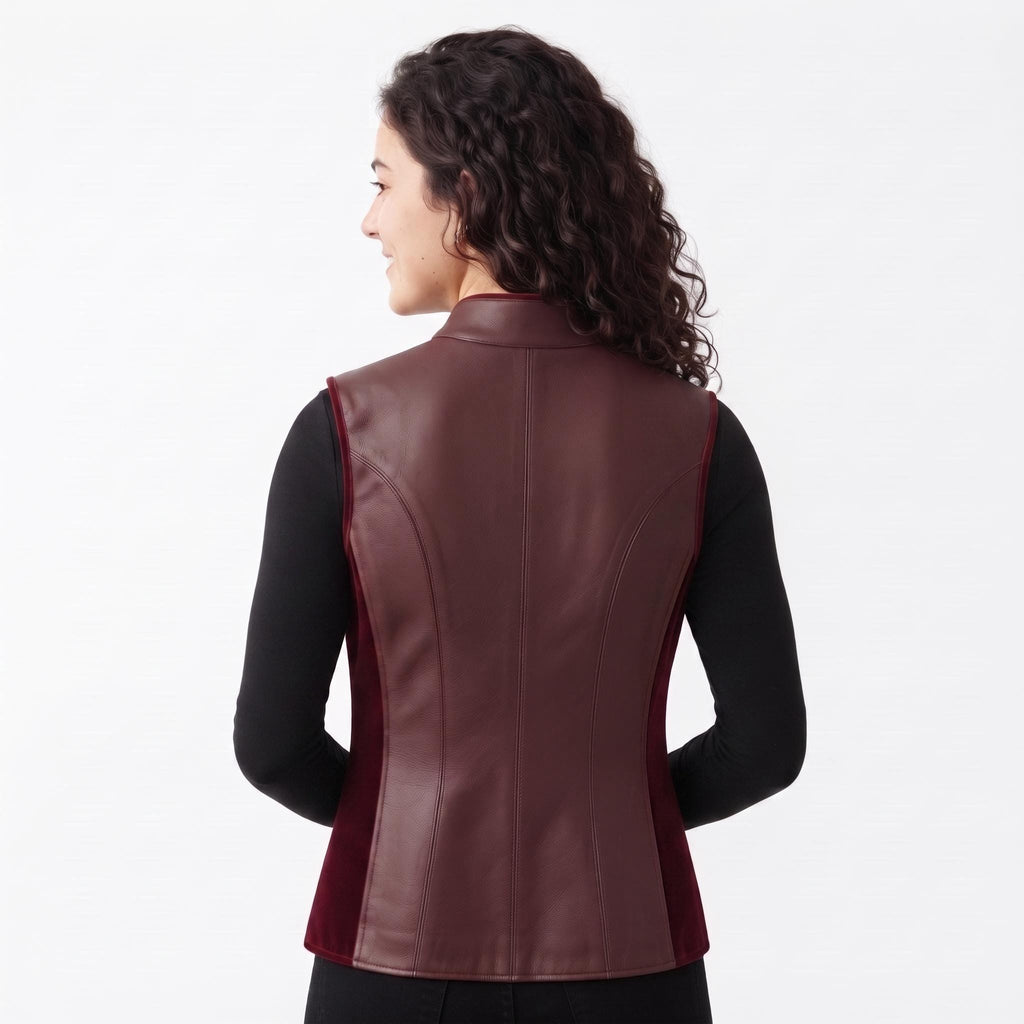 Burgundy Leather Vest | Genuine Tailored Waistcoat, Dark Academia Style