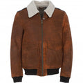 Vintage Suede Leather Aviator Jacket Cognac: Sky-Classic