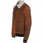 Vintage Suede Leather Aviator Jacket Cognac: Sky-Classic