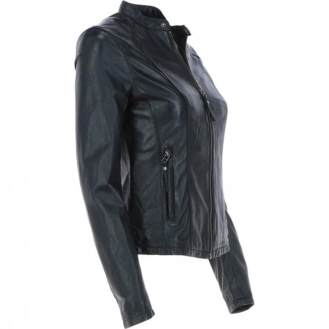 Ladies' Beige Genuine Leather Moto Jacket