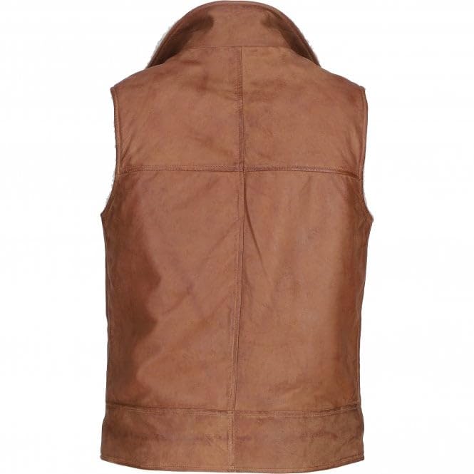 Men's Leather Waistcoat Brown: ALPHA