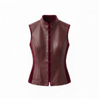 Burgundy Leather Vest | Genuine Tailored Waistcoat, Dark Academia Style