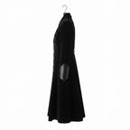 Black Velvet Victorian Coat | Genuine Leather Trim, Medieval Fantasy Jacket