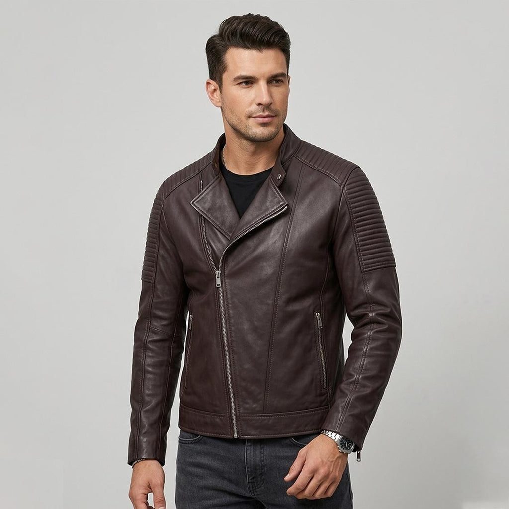 Classic men’s leather biker jacket | slim fit | minimalist moto rider Jacket