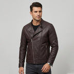 Classic men’s leather biker jacket | slim fit | minimalist moto rider Jacket