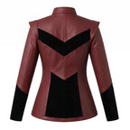 Burgundy Leather Velvet Jacket | Gothic Victorian Steampunk Fitted Coat