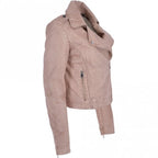 Women's Burgundy Leather Biker Jacket: Stella