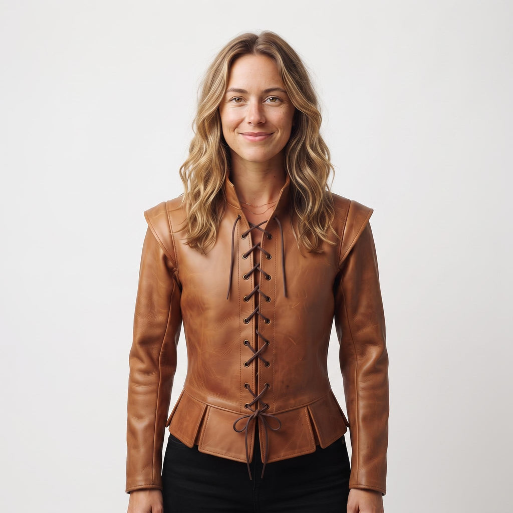 Women's Genuine Leather Doublet | Lace-Up Renaissance Corset Jacket, Fantasy LARP Armor