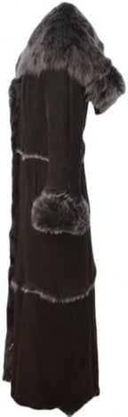 Timber&Hide Women’s Sheepskin Long Suede Trench Coat | long trench coat for women | shearling trenchcoat | trench coat women