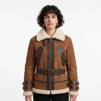 Timber&Hide Fitted Sheepskin Aviator Flying Jacket Tan