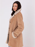 Timber&Hide Shearling Longline Suede Coat – Luxury Long Suede Jacket Women