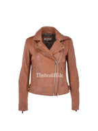 Women's Leather Jacket with Zippers