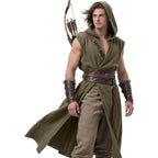 Medieval Archer Tunic Hooded Costume, Renaissance Ranger LARP Outfit, Leather Belt