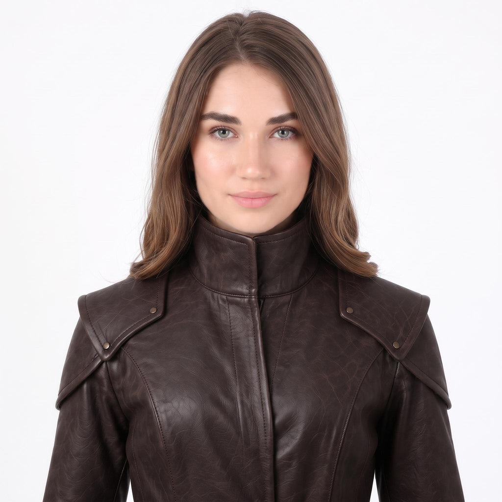 Brown Leather Trench Coat | Medieval Gothic Long Overcoat, Belted Fantasy Jacket