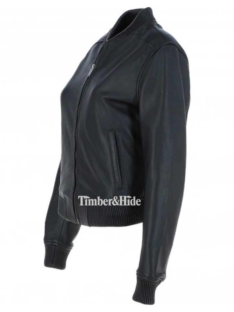 Ladies Leather Bomber Jacket
