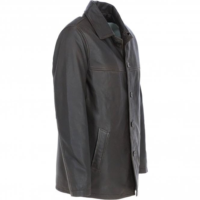 Classic Men's Dark Brown Leather Jacket: AWM-VOYAGER