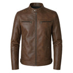 Men's Skull Motorcycle Leather Jacket, Biker Rider Coat, Gothic Punk Streetwear Green