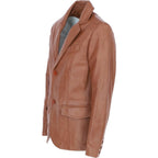 Men's Leather Blazer Notch Collar