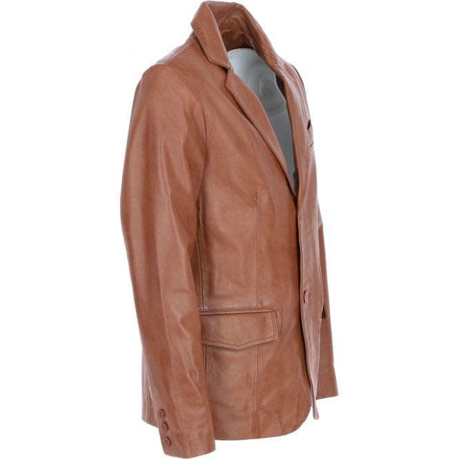 Men's Classic Burgundy Leather Blazer: AWL-2244