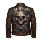 motorcycle jacket with skull back | brown leather biker jacket | vintage moto style