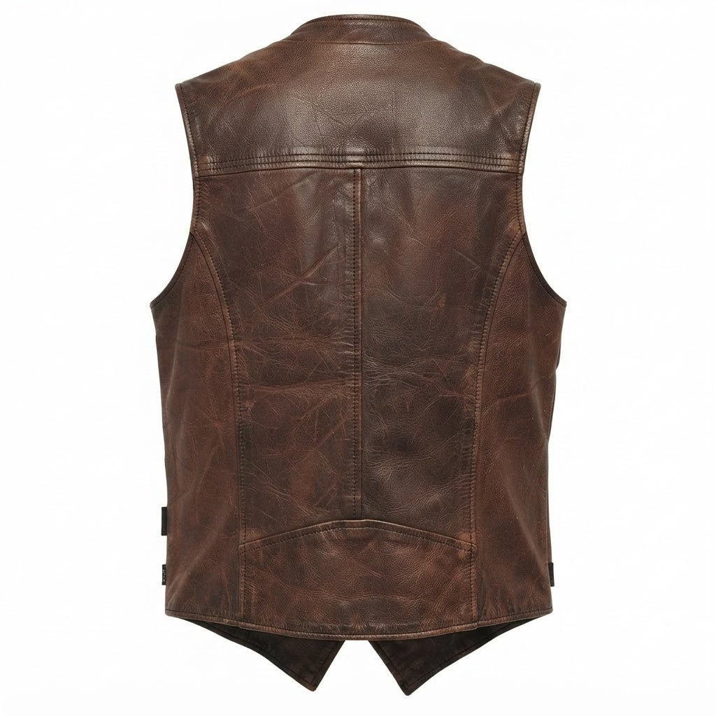 Abel Men Vintage Brown Leather Vest - Timber AND Hide