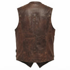 Abel Men Vintage Brown Leather Vest - Timber AND Hide