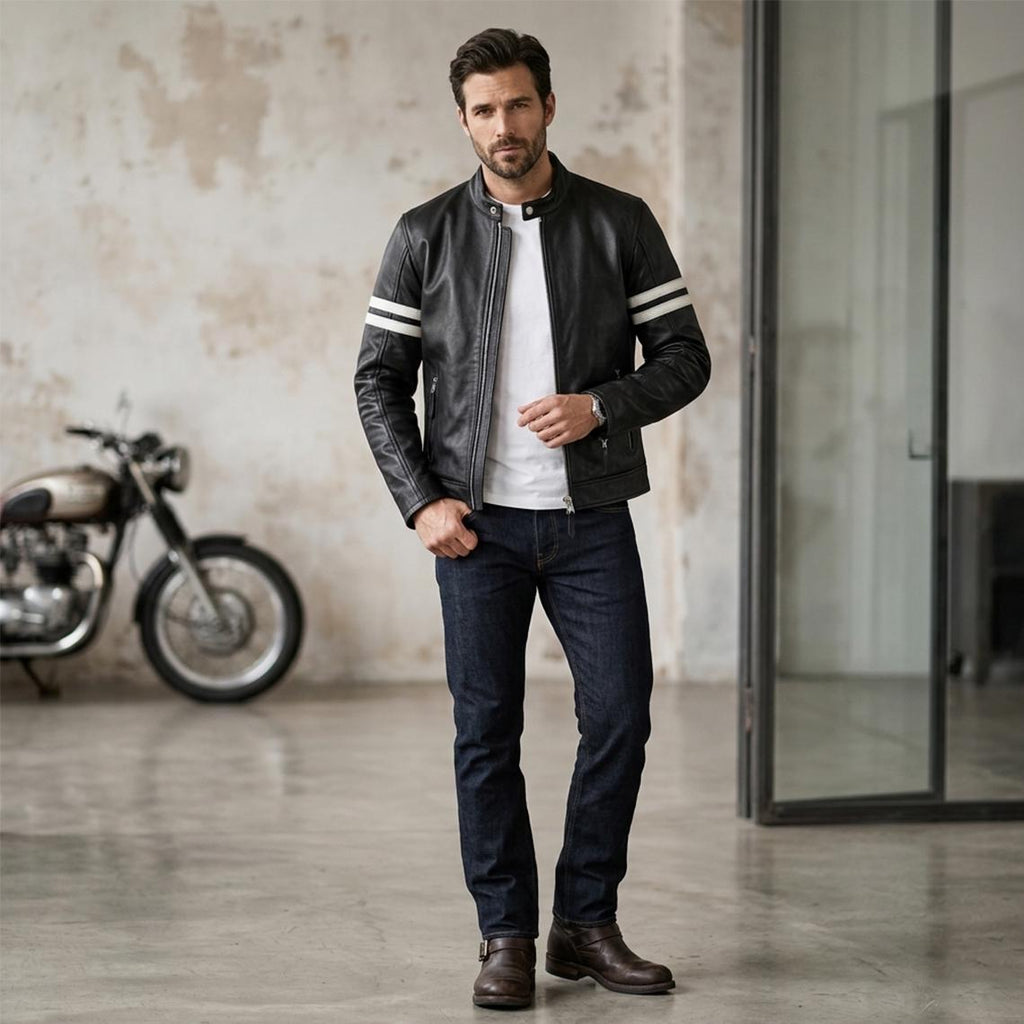 Ghost Rider Inspired motorcycle jacket with skull back | brown leather biker jacket