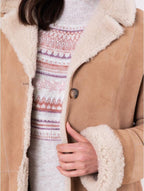 Timber&Hide Shearling Longline Suede Coat – Luxury Long Suede Jacket Women