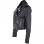 Women's Burgundy Leather Biker Jacket: Stella