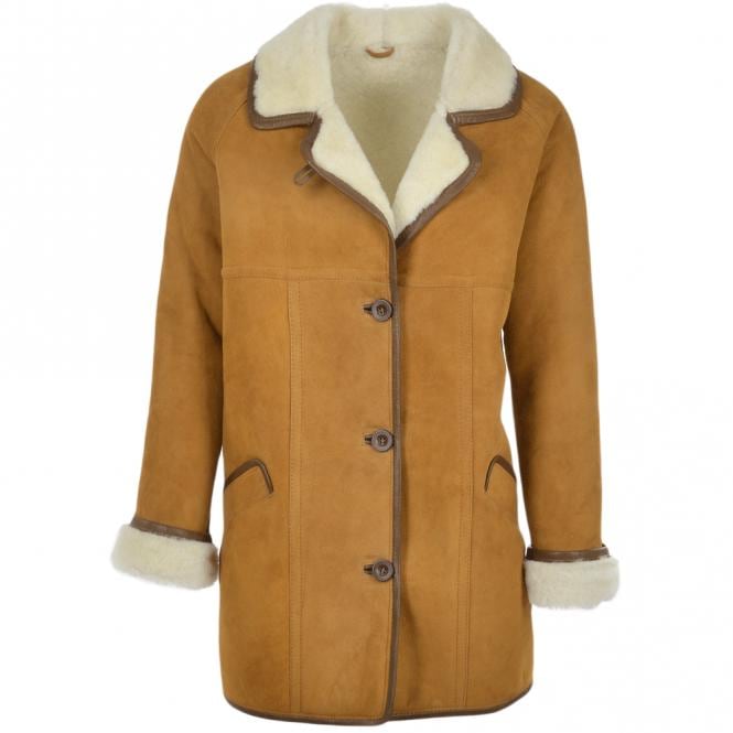 Women's Suede Leather Shearling Coat: Penny Lane Style Winter Jacket